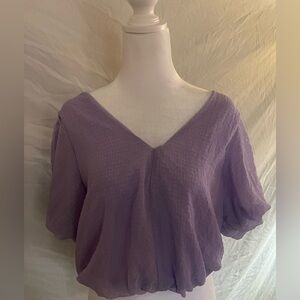 Astr Lavender Textured V-Neck Blouse